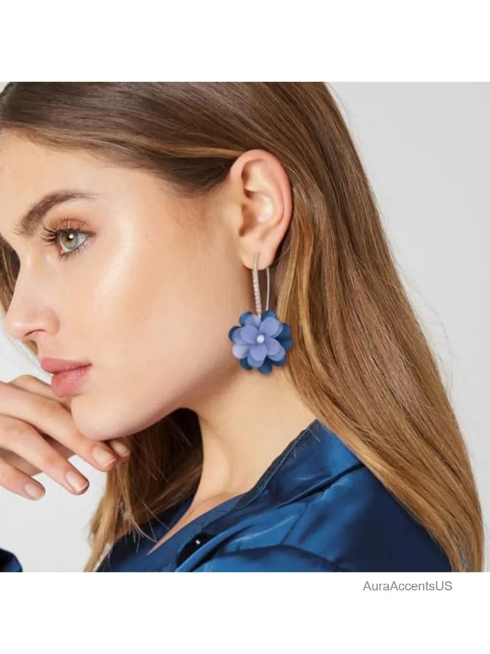 Flower Collar Necklace & Earrings Set, Acrylic Boho Jewelry